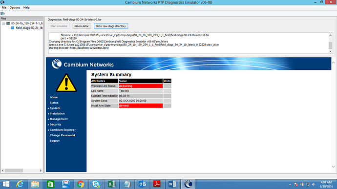 PTP650-Status page