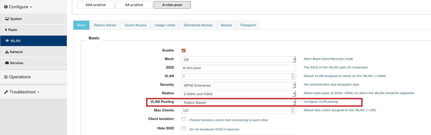 Radius based VLAN Pooling on E-Series - Enterprise Wi-Fi Networks ...