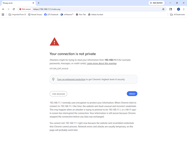 Error Message with Chrome
