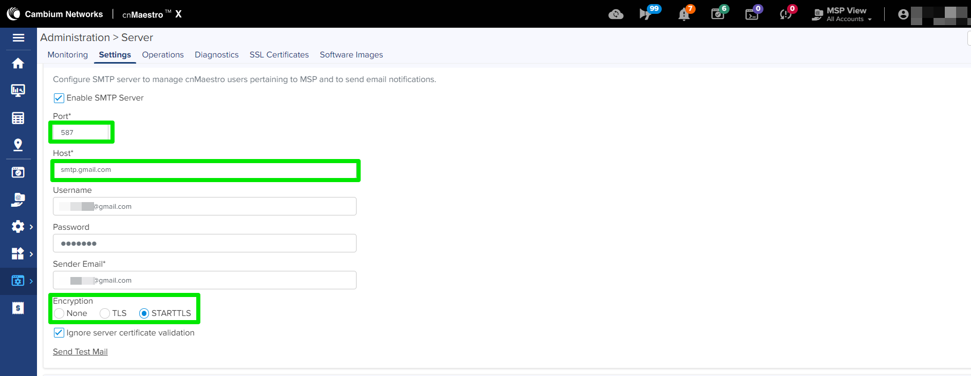 Configuration of SMTP Server Settings in cnMaestro - cnMaestro ...